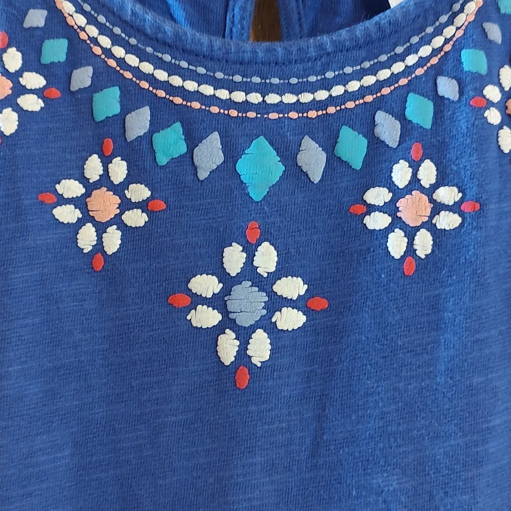 Gymboree Girls High-Low Sleeveless Dress Blue Slub Knit 100% Cotton Flowy Size 8